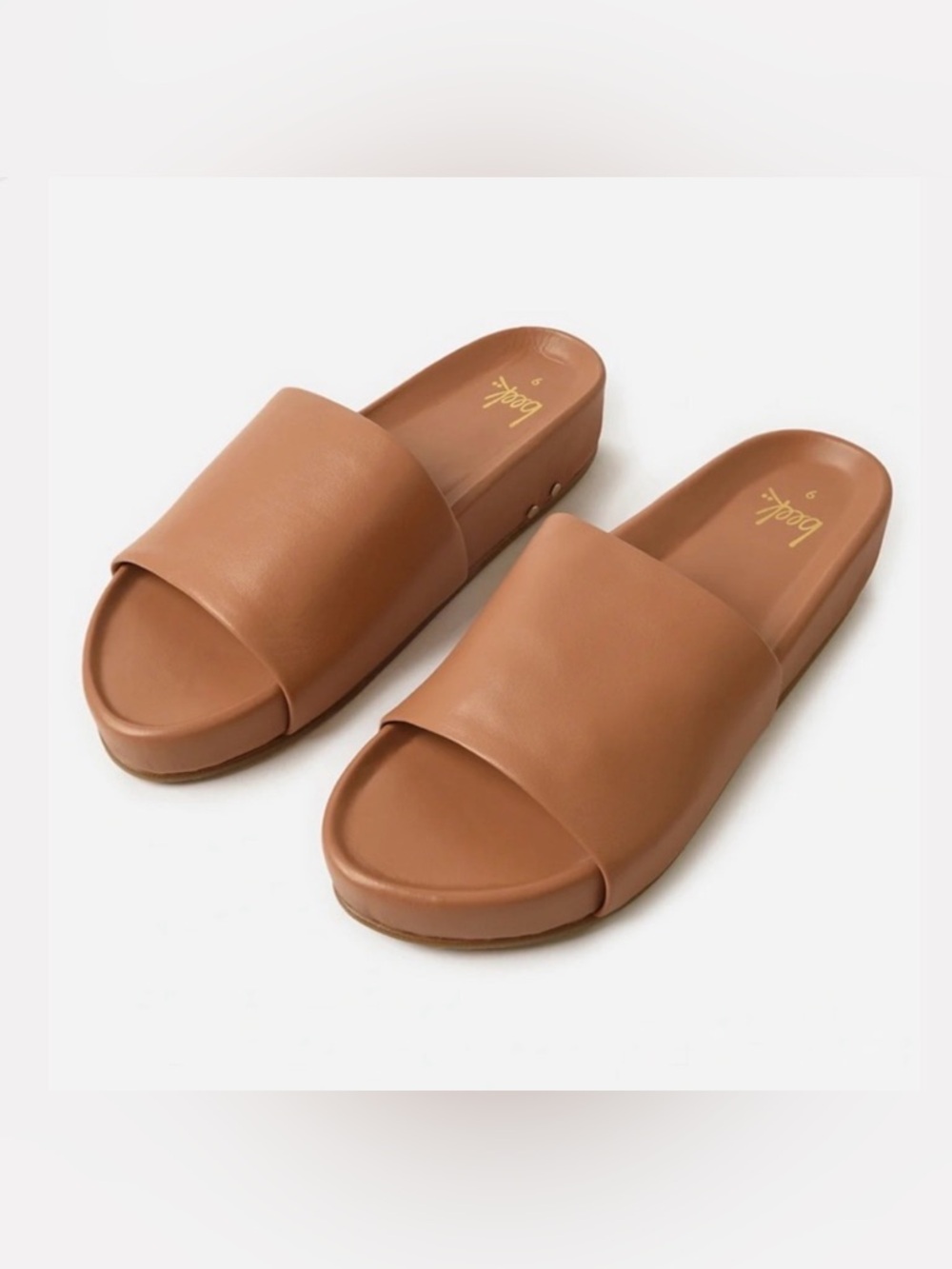 beek Tan Slide Sandals